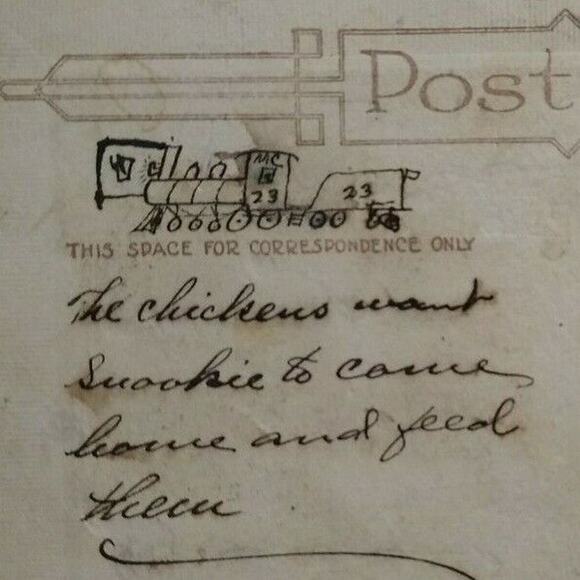 Fantasy Halloween Postcard Green Goblin Walking Cane Black Cat 1916 Falmouth - Picture 6 of 6